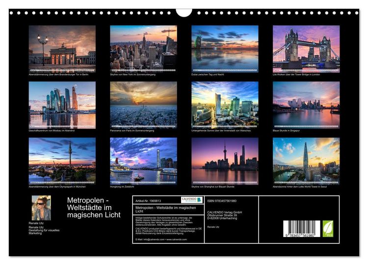 Produktbild: Metropolen - Weltst&auml;dte im magischen Licht (Wandkalender 2026 DIN A3 quer), CALVENDO Monatskalender