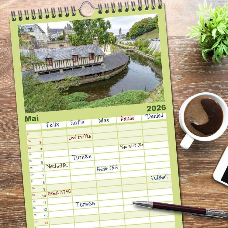 Produktbild: Familienplaner 2026 - Frankreich - die Bretagne mit 5 Spalten (Wandkalender, 21 x 45 cm) CALVENDO