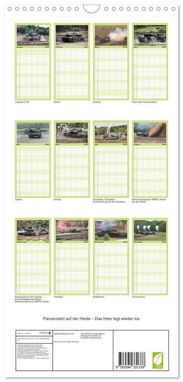 Produktbild: Familienplaner 2027 - Panzerstahl auf der Heide &ndash; Das Heer legt wieder los mit 5 Spalten (Wandkalender, 21 x 45 cm) CALVENDO
