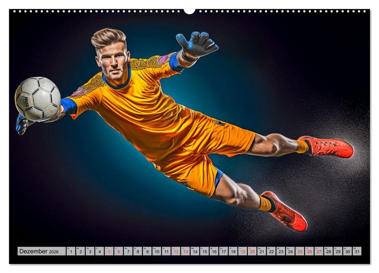 Produktbild: Fussball - Tormann in Aktion (hochwertiger Premium Wandkalender 2026 DIN A2 quer), Kunstdruck in Hochglanz