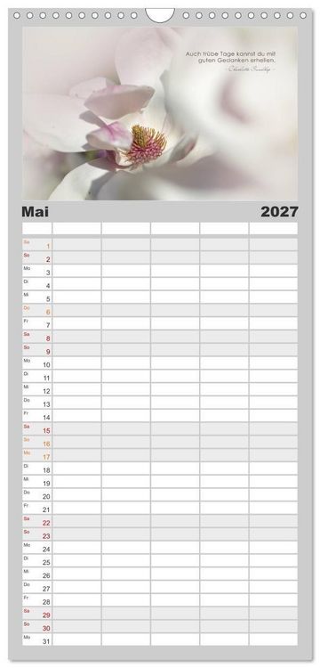 Produktbild: Familienplaner 2027 - Mit guten Gedanken durch das Jahr mit 5 Spalten (Wandkalender, 21 x 45 cm) CALVENDO