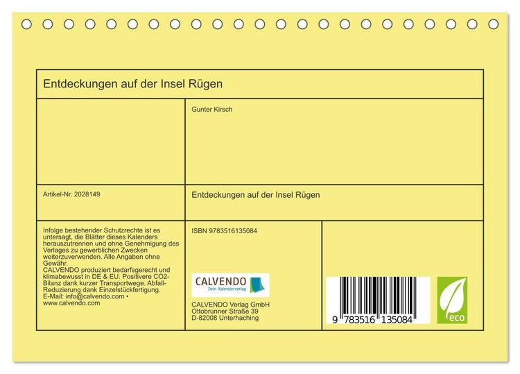 Produktbild: Entdeckungen auf der Insel R&uuml;gen (Tischkalender 2026 DIN A5 quer), CALVENDO Monatskalender
