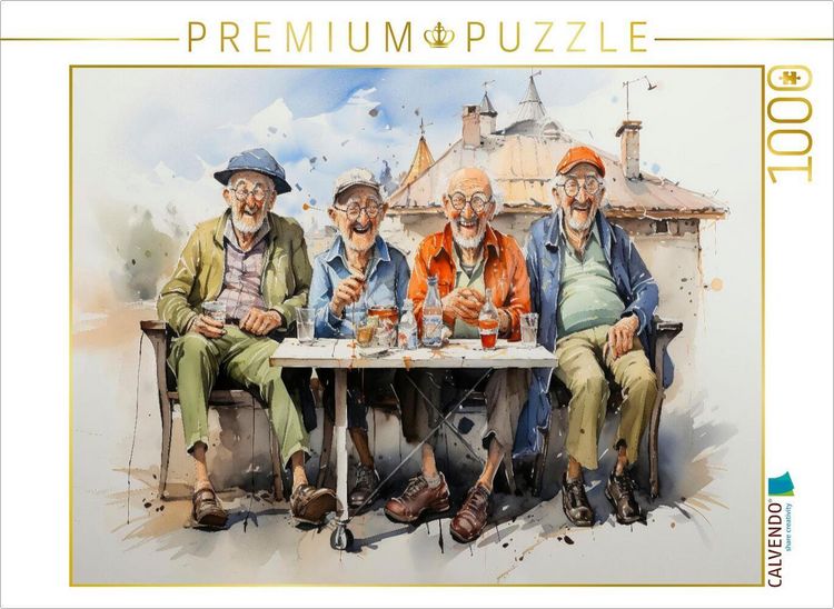 Produktbild: CALVENDO Puzzle Lustige Rentner - M&auml;nnergespr&auml;che | 1000 Teile Lege-Gr&ouml;&szlig;e 64x48cm Foto-Puzzle f&uuml;r gl&uuml;ckliche Stunden