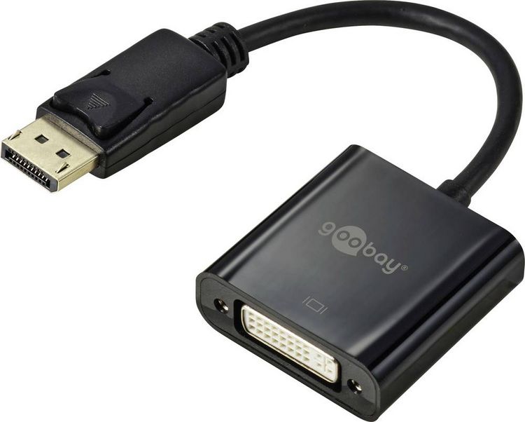Produktbild: Goobay 69873 DisplayPort / DVI Adapter [1x DisplayPort Stecker - 1x DVI-Buchse 24+1pol.] Schwarz 0.15 m