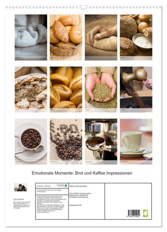 Produktbild: Emotionale Momente: Brot und Kaffee Impressionen (Wandkalender 2026 DIN A2 hoch), CALVENDO Monatskalender