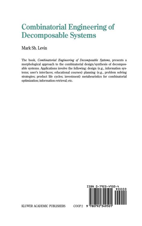 Produktbild: Combinatorial Engineering of Decomposable Systems