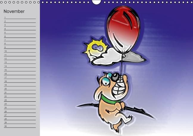 Produktbild: Hunde-Geburtstagskalender / Witziger Cartoon-Kalender (Wandkalender immerw&auml;hrend DIN A3 quer)