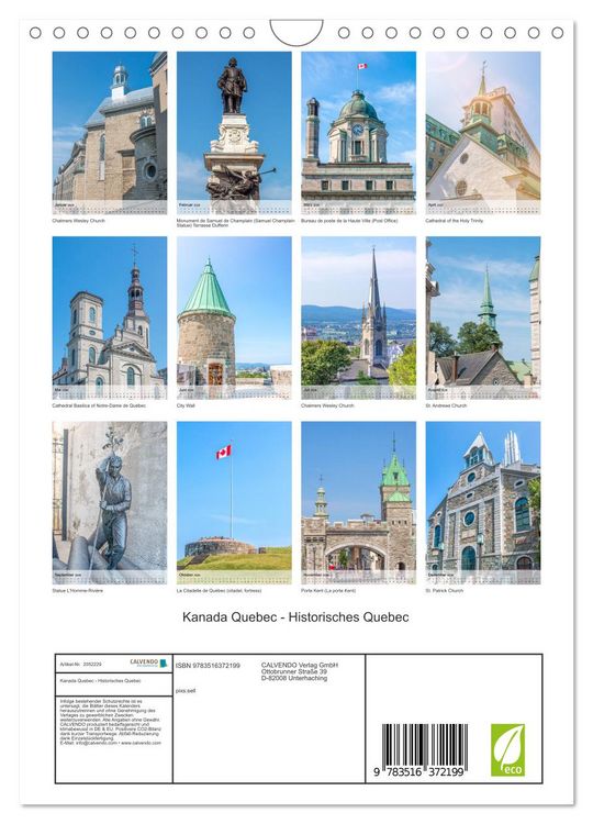 Produktbild: Kanada Quebec - Historisches Quebec (Wandkalender 2026 DIN A4 hoch), CALVENDO Monatskalender