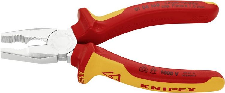 Produktbild: Knipex 01 06 160 VDE Kombizange 160mm DIN EN 60900, DIN ISO 5746