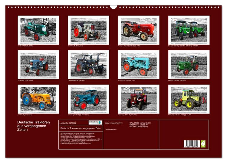 Produktbild: Deutsche Traktoren aus vergangenen Zeiten (Wandkalender 2026 DIN A2 quer), CALVENDO Monatskalender