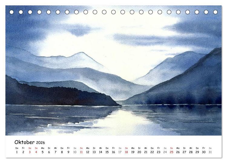 Produktbild: Landschaft in Aquarellfarbe (Tischkalender 2026 DIN A5 quer), CALVENDO Monatskalender