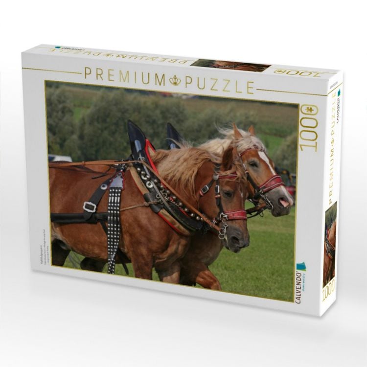 Produktbild: CALVENDO Puzzle Kaltblutgespann | 1000 Teile Lege-Gr&ouml;&szlig;e 64x48cm Foto-Puzzle f&uuml;r gl&uuml;ckliche Stunden