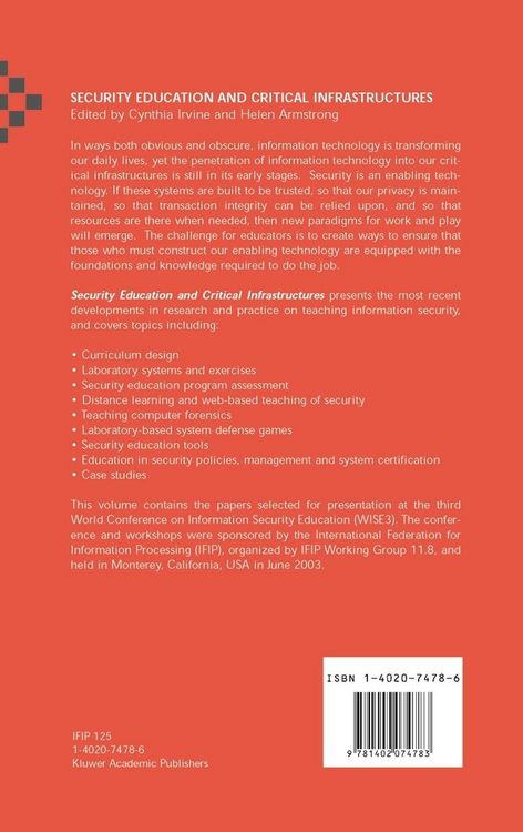 Produktbild: Security Education and Critical Infrastructures