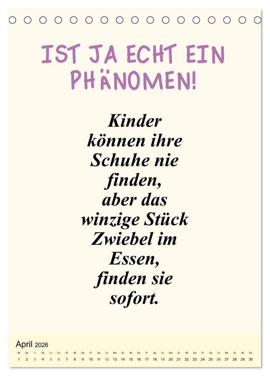 Produktbild: Spr&uuml;che-Kalender. Lustiges f&uuml;r die Familie! (Tischkalender 2026 DIN A5 hoch), CALVENDO Monatskalender
