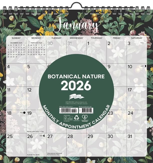 Produktbild: Botanical Nature 2026 12 X 12 Spiral Wall Calendar
