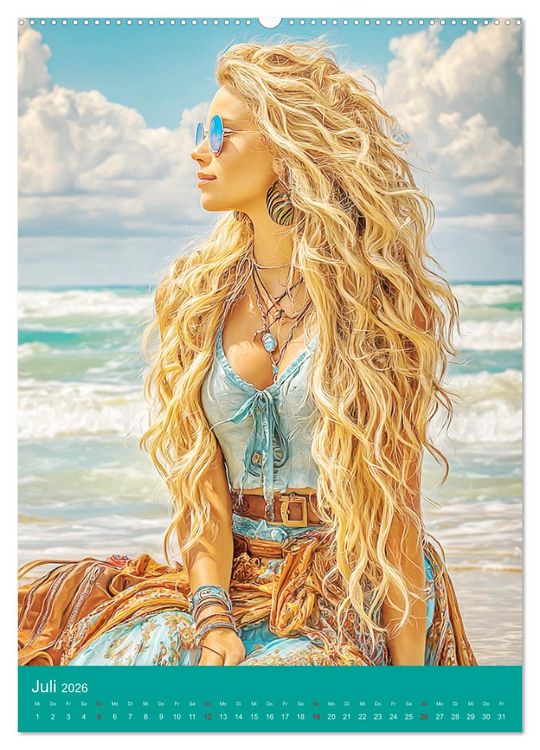 Produktbild: Boho-Girls. Romantische Freigeister im Sommer (hochwertiger Premium Wandkalender 2026 DIN A2 hoch), Kunstdruck in Hochglanz