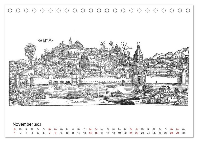 Produktbild: Schedelsche Weltchronik Deutsche St&auml;dte 1493 (Tischkalender 2026 DIN A5 quer), CALVENDO Monatskalender