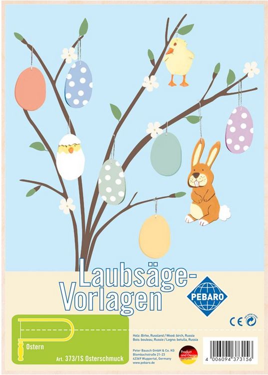 Produktbild: PEBARO 373/1S - Laubs&auml;gevorlage Osterschmuck, 1 Platte, Gr&ouml;&szlig;e DIN A4