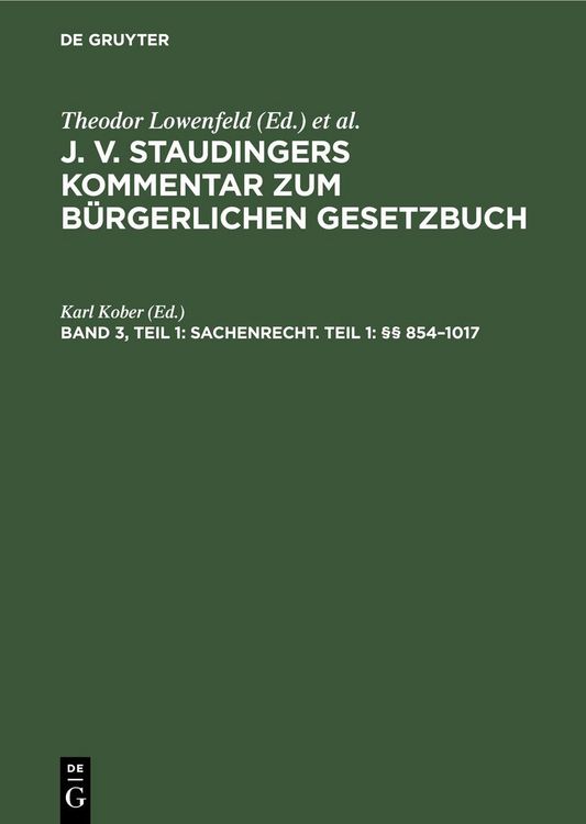 Produktbild: Sachenrecht. Teil 1: &sect;&sect; 854-1017