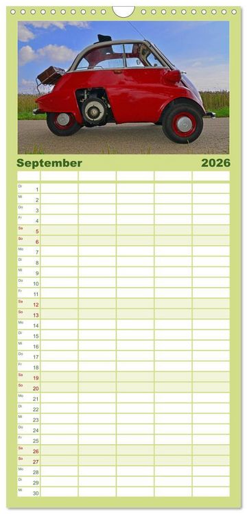 Produktbild: Familienplaner 2026 - BMW Isetta - Die Knutschkugel mit 5 Spalten (Wandkalender, 21 x 45 cm) CALVENDO