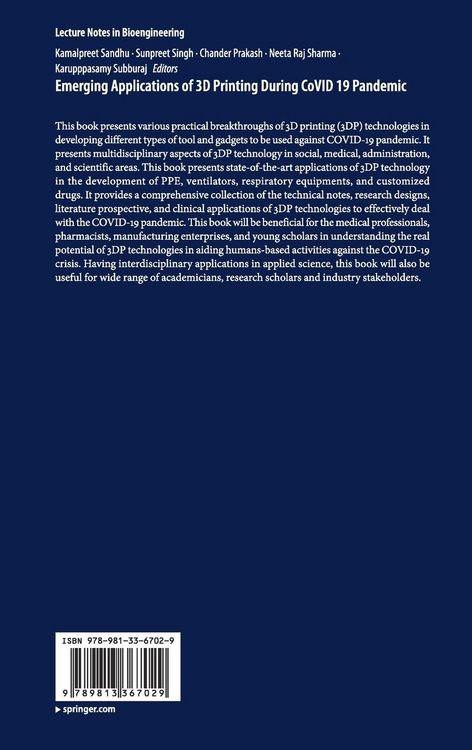 Produktbild: Emerging Applications of 3D Printing During CoVID 19 Pandemic