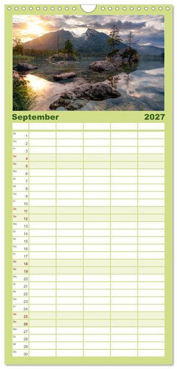 Produktbild: Familienplaner 2027 - Verzauberte Bergwelten mit 5 Spalten (Wandkalender, 21 x 45 cm) CALVENDO