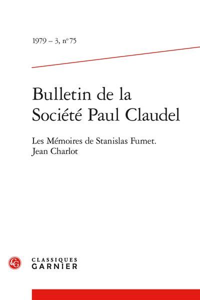 Produktbild: Bulletin de la Societe Paul Claudel; les Memoires de Stanislas