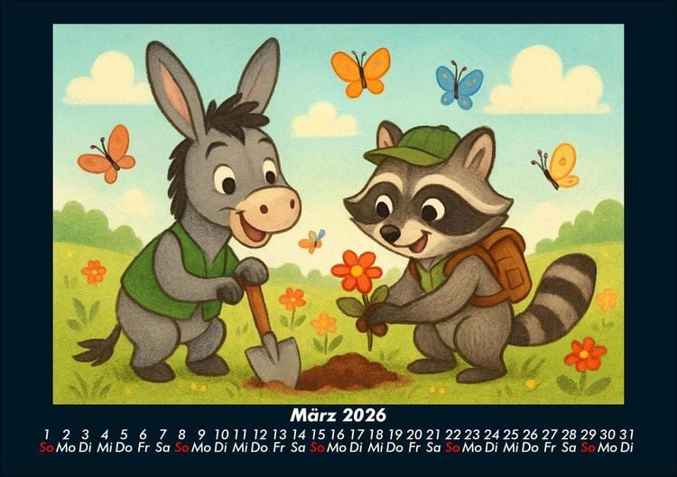 Produktbild: Huf & Rocco Abenteuer durchs Jahr 2026 Fotokalender DIN A5