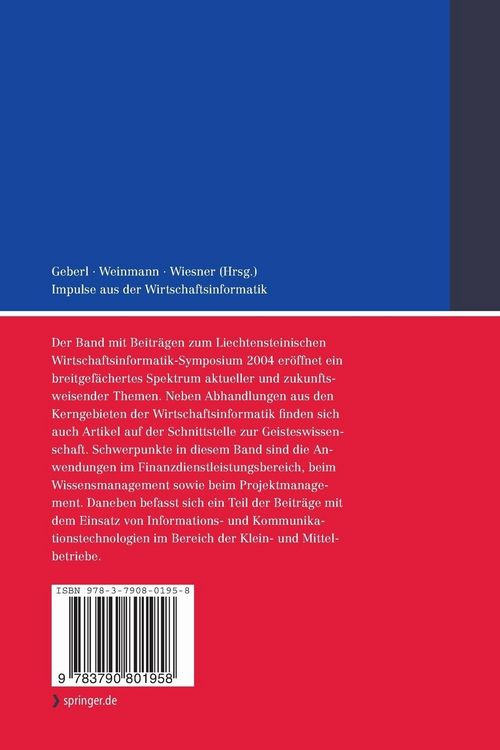 Produktbild: Impulse aus der Wirtschaftsinformatik