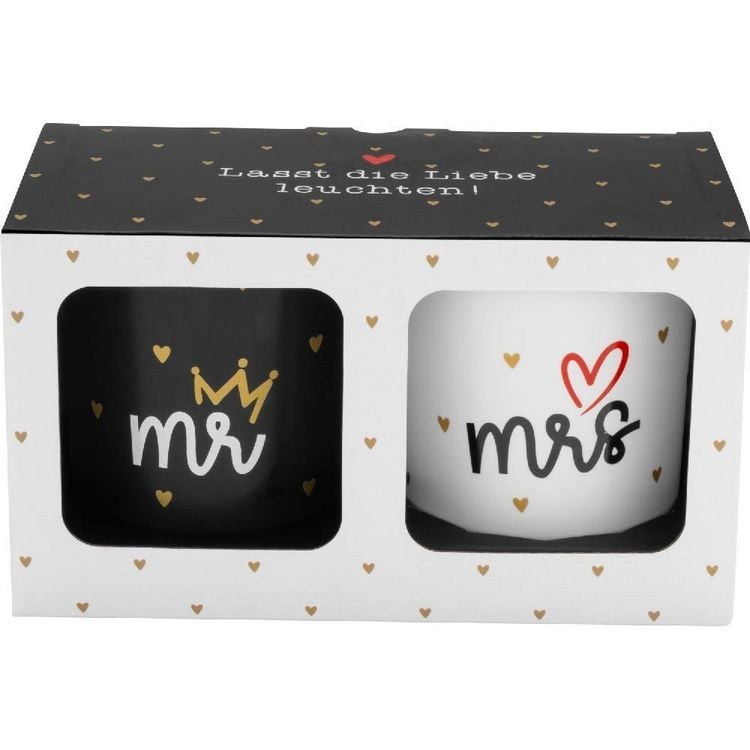 Produktbild: Kerzen-Set Motiv "Hochzeit Mr. & Mrs."
