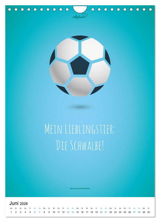 Produktbild: vollgeherzt: Der lustige Zitate-Wandkalender f&uuml;r Fu&szlig;ballfans und Sportbegeisterte! (Wandkalender 2026 DIN A4 hoch), CALVENDO Monatskalender