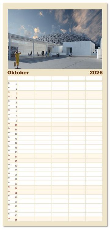 Produktbild: Familienplaner 2026 - Abu Dhabi, eine Stadt der Zukunft. mit 5 Spalten (Wandkalender, 21 x 45 cm) CALVENDO