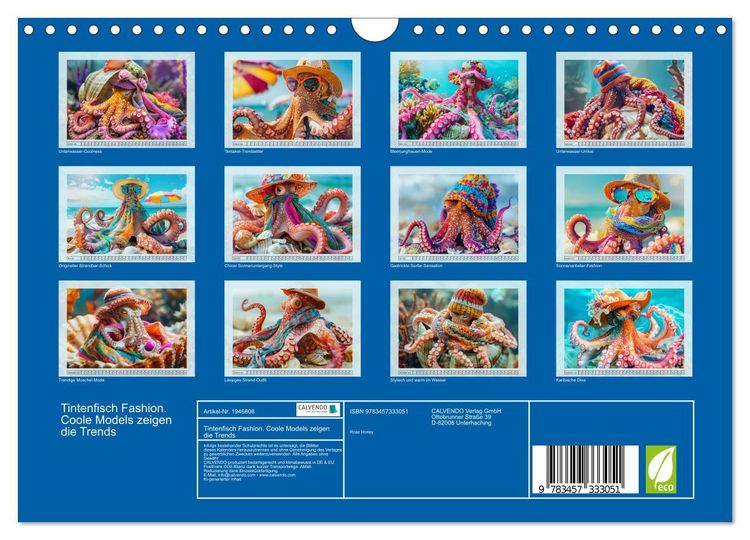 Produktbild: Tintenfisch Fashion. Coole Models zeigen die Trends (Wandkalender 2026 DIN A4 quer), CALVENDO Monatskalender