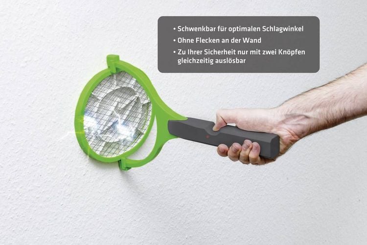 Produktbild: Gardigo Fly Swatter 90&deg; Bzzz 25164 Fliegenklatsche Stromgitter (L x B x H) 445 x 228 x 28 mm Schwarz, Gr&uuml;n 1 St.