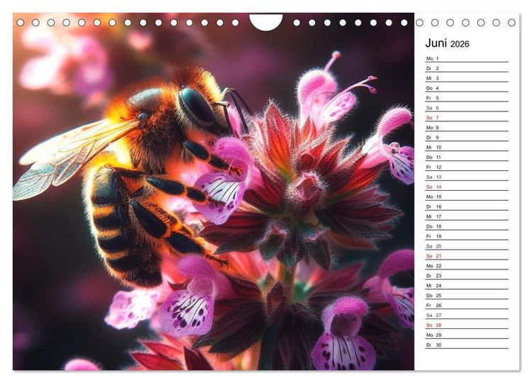 Produktbild: Biene auf Bl&uuml;te - Faszinierende Details durch k&uuml;nstliche Intelligenz (Wandkalender 2026 DIN A4 quer), CALVENDO Monatskalender