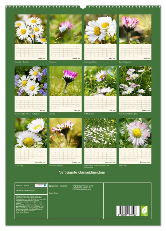 Produktbild: Vertr&auml;umte G&auml;nsebl&uuml;mchen (Wandkalender 2026 DIN A2 hoch), CALVENDO Monatskalender