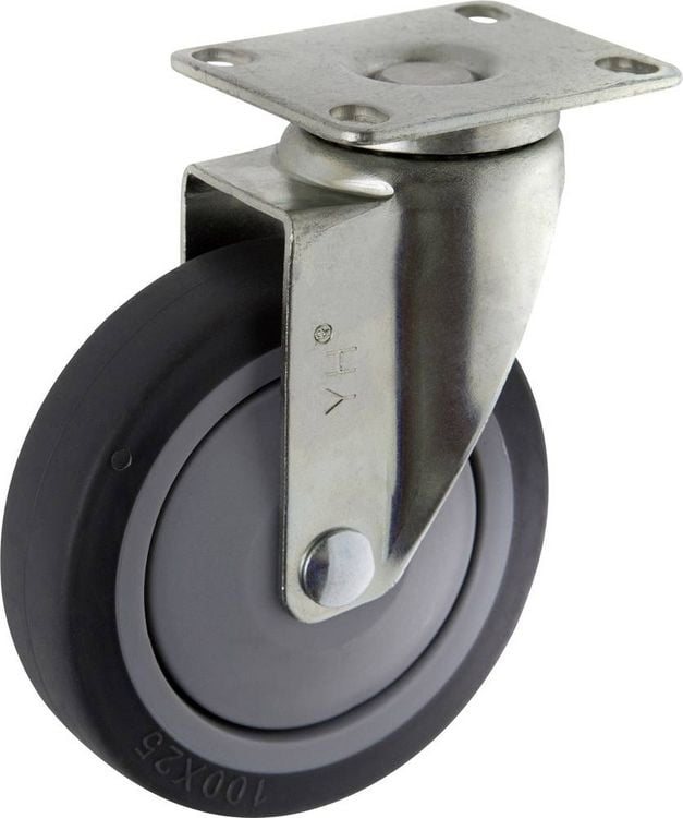 Produktbild: TOOLCRAFT TO-5137917 Lenkrolle TPR 100mm mit Anschraubplatte Tragf&auml;higkeit (max.): 65kg