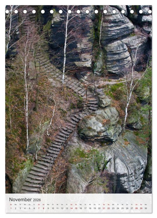 Produktbild: Bastei und Lilienstein - Unterwegs an zwei m&auml;rchenhaften Orten in der S&auml;chsischen Schweiz (Tischkalender 2026 DIN A5 hoch), CALVENDO Monatskalender