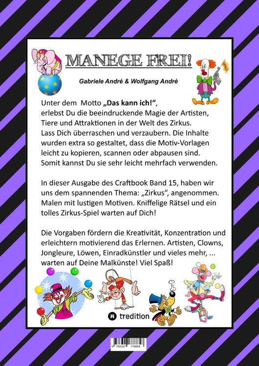 Produktbild: Craftbook - 100 Seiten - Malen - R&auml;tsel - Lustiges Zirkusspiel - Manege Frei - Tolle Artisten - Tiere - Attraktionen