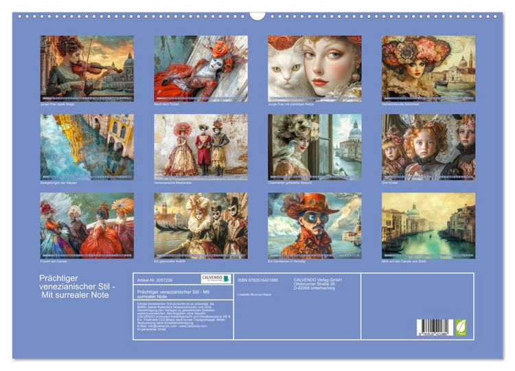 Produktbild: Pr&auml;chtiger venezianischer Stil - Mit surrealer Note (Wandkalender 2026 DIN A2 quer), CALVENDO Monatskalender