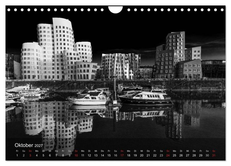 Produktbild: D&uuml;sseldorf Ansichten in Schwarz-Wei&szlig; (Wandkalender 2027 DIN A4 quer), CALVENDO Monatskalender