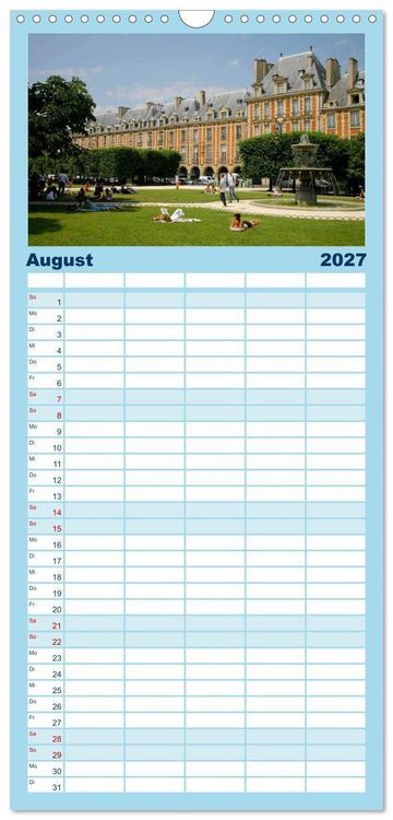 Produktbild: Familienplaner 2027 - Paris mit 5 Spalten (Wandkalender, 21 x 45 cm) CALVENDO