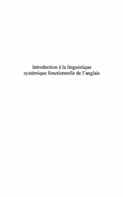 Produktbild: Introduction a la linguistiquesystemique fonctionnelle de l