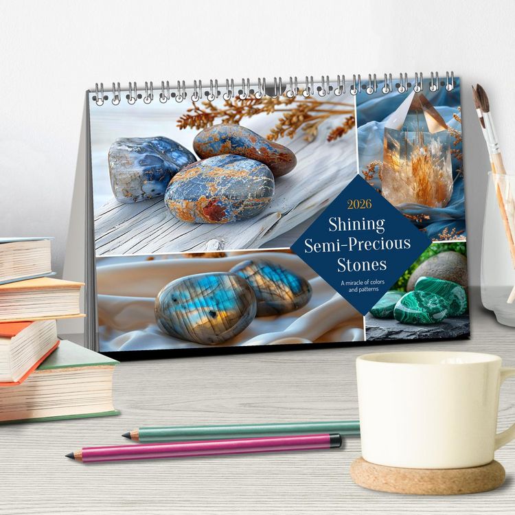 Produktbild: Shining Semi-Precious Stones (Desk Calendar 2026 DIN A5 landscape), CALVENDO 12 Month DeskCalendar