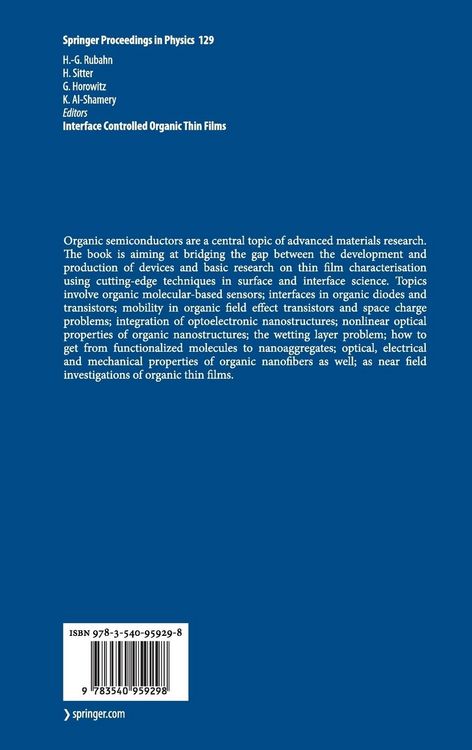 Produktbild: Interface Controlled Organic Thin Films