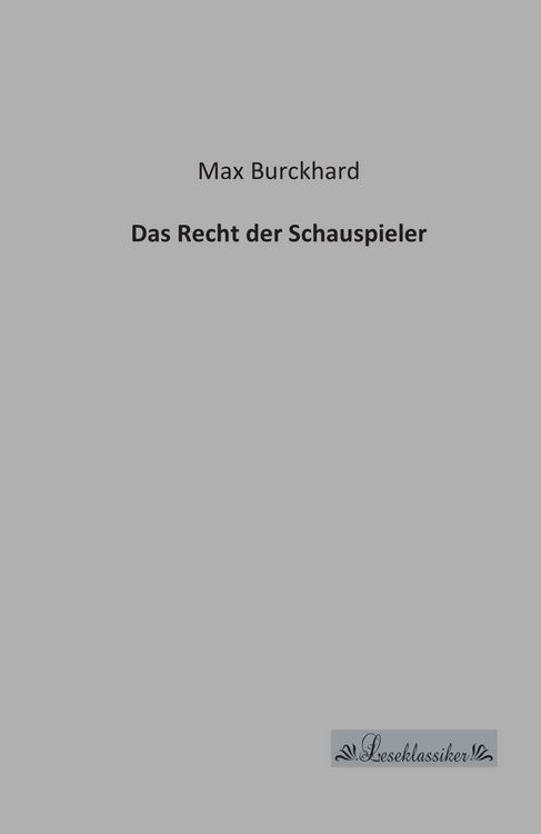 Produktbild: Das Recht der Schauspieler