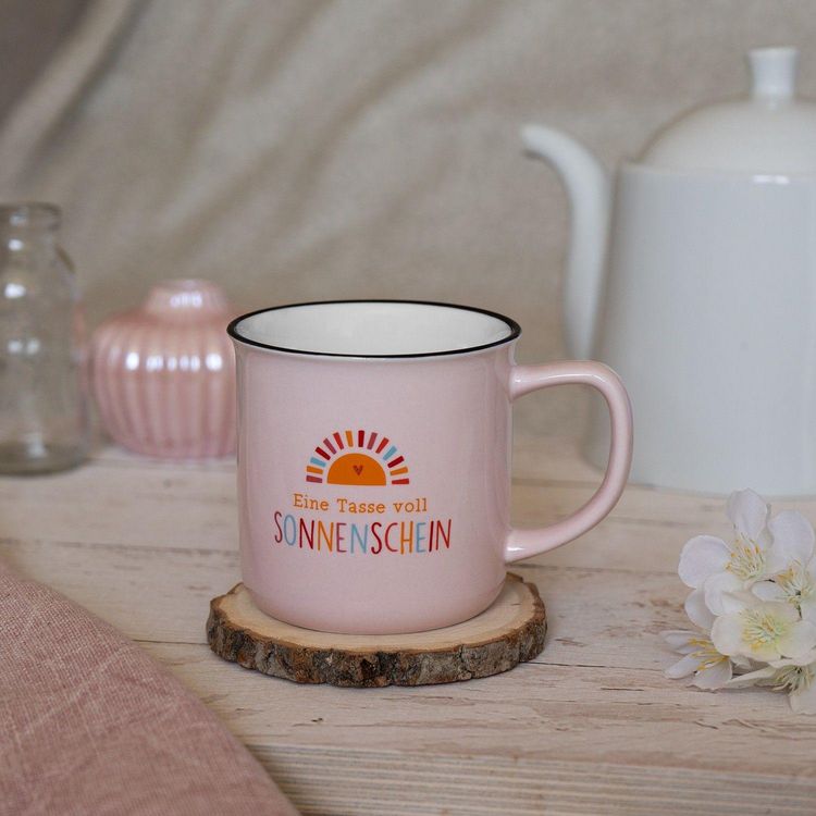 Produktbild: Becher in Emailloptik "Eine Tasse voll Sonnenschein"