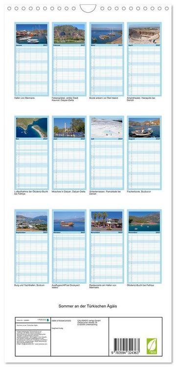 Produktbild: Familienplaner 2027 - Sommer an der T&uuml;rkischen &Auml;g&auml;is mit 5 Spalten (Wandkalender, 21 x 45 cm) CALVENDO