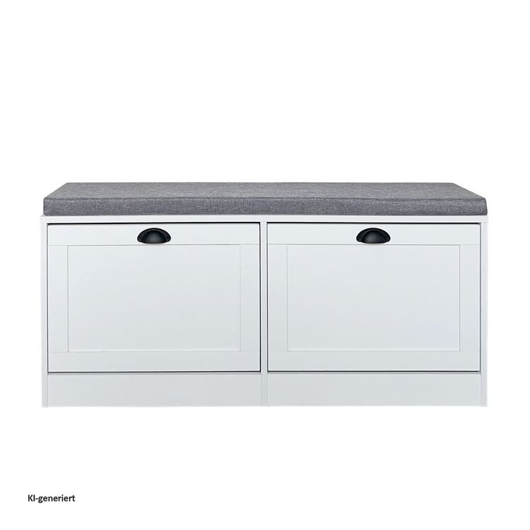 Produktbild: HTI-Living Schuhschrank Thekla 2 Klappen 105 cm Wei&szlig; mit Sitzkissen
