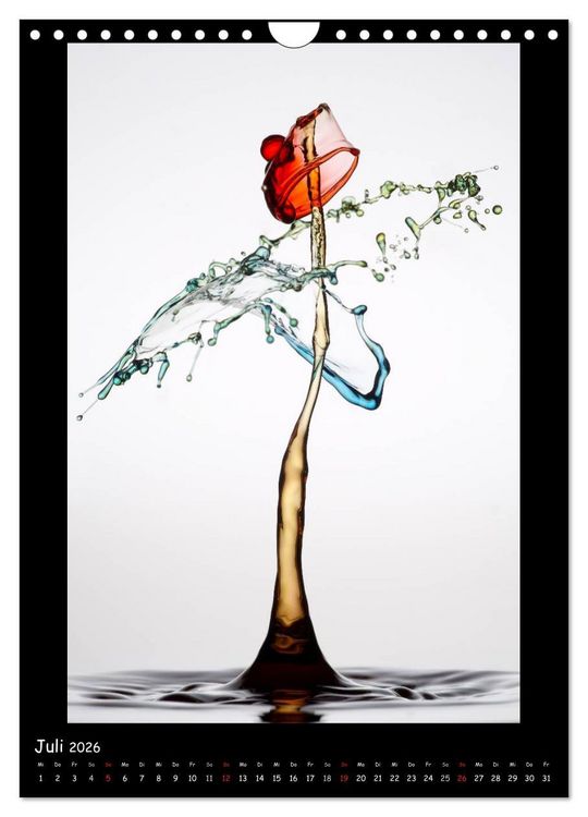 Produktbild: Au&szlig;ergew&ouml;hnliche Kunst - Wasser Tropfenfotografie (Wandkalender 2026 DIN A4 hoch), CALVENDO Monatskalender